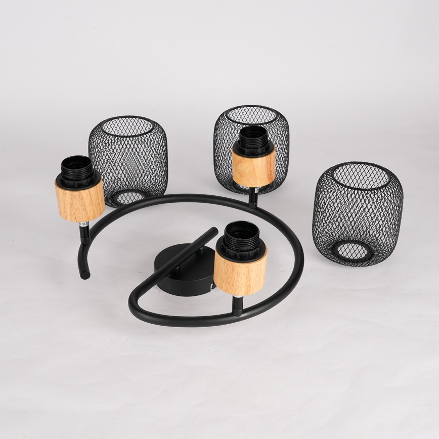 Brilagi - Taškinis šviestuvas BASKLITE 3xE27/15W/230V kaučiukmedis/juoda