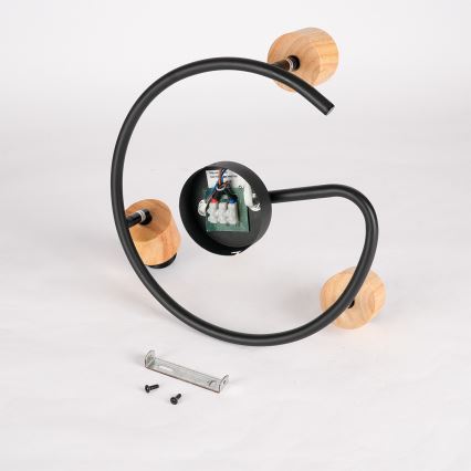 Brilagi - Taškinis šviestuvas BASKLITE 3xE27/15W/230V kaučiukmedis/juoda