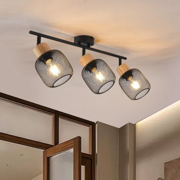Brilagi - Taškinis šviestuvas BASKLITE 3xE27/15W/230V kaučiukmedis/juodas
