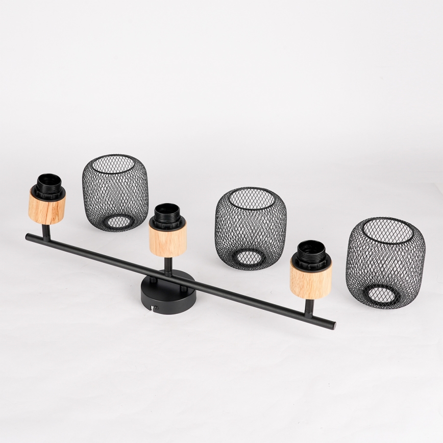 Brilagi - Taškinis šviestuvas BASKLITE 3xE27/15W/230V mediena/juoda