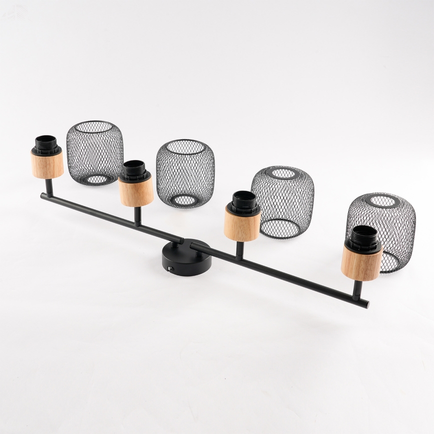 Brilagi - Taškinis šviestuvas BASKLITE 4xE27/15W/230V kaučiukmedis/juoda