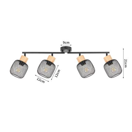 Brilagi - Taškinis šviestuvas BASKLITE 4xE27/15W/230V kaučiukmedis/juoda