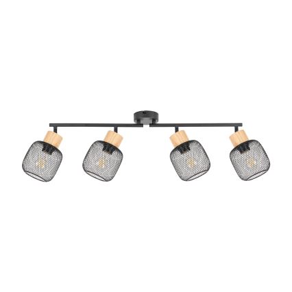 Brilagi - Taškinis šviestuvas BASKLITE 4xE27/15W/230V mediena/juoda