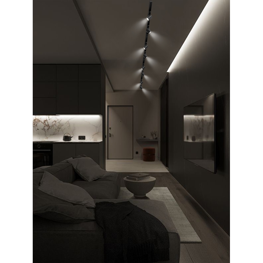 Brilagi - Taškinis šviestuvas bėgelių sistemoje HUSKY 8xGU10/10W/230V juodas