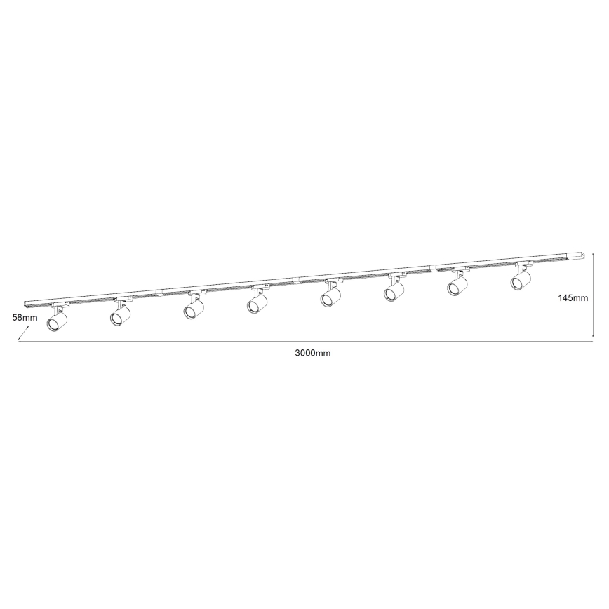 Brilagi - Taškinis šviestuvas bėgelių sistemoje HUSKY 8xGU10/10W/230V juodas