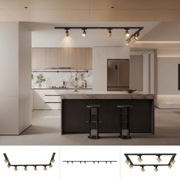 BRILAGI - Taškinis šviestuvas bėginėje sistemoje HUSKY 8xGU10/10W/230V 300 cm juodas/auksinis