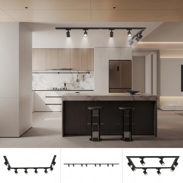 BRILAGI - Taškinis šviestuvas bėginėje sistemoje HUSKY 8xGU10/10W/230V 300 cm juodas