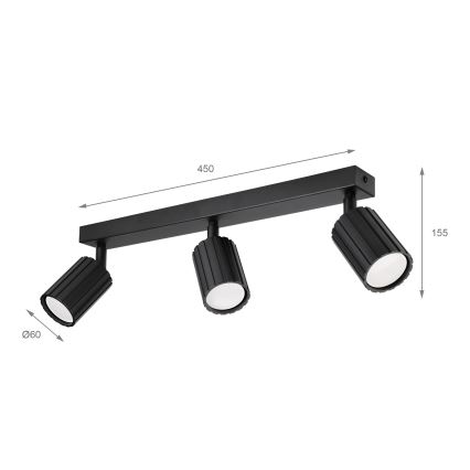 Brilagi - Taškinis šviestuvas CRISPINA 3xGU10/10W/230V juodas