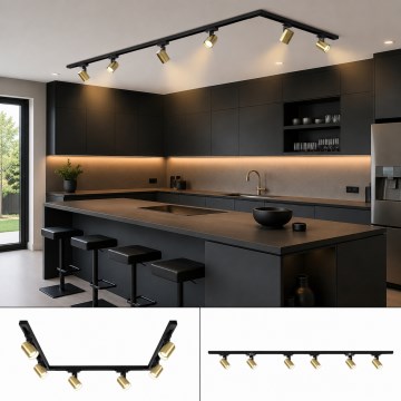 BRILAGI - Taškinis šviestuvas HUSKY bėginėje sistemoje 6xGU10/10W/230V 225 cm juoda/auksinė