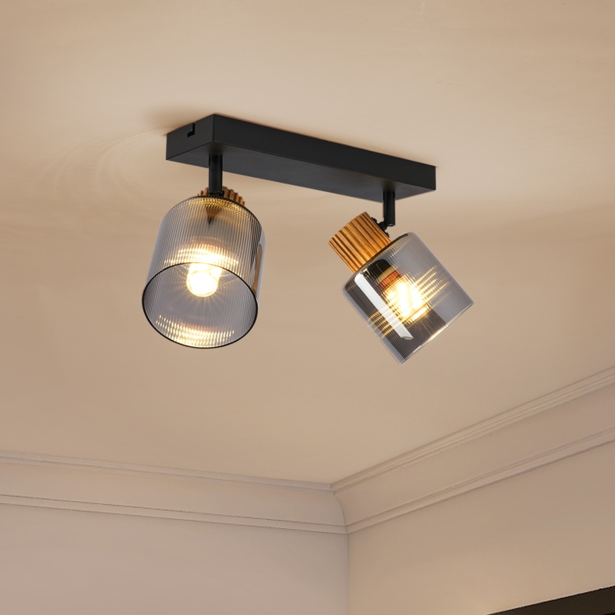 Brilagi - Taškinis šviestuvas HYGGE 2xE14/15W/230V juoda/dūminė