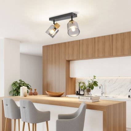 Brilagi - Taškinis šviestuvas HYGGE 2xE14/15W/230V juoda/dūminė