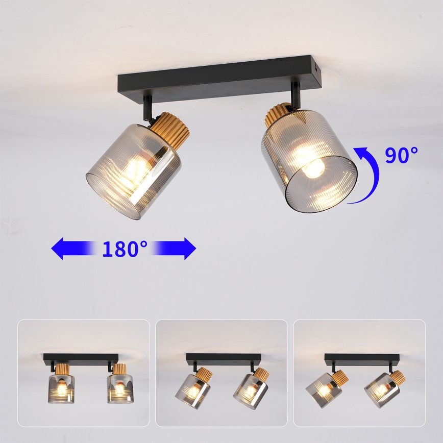 Brilagi - Taškinis šviestuvas HYGGE 2xE14/15W/230V juoda/dūminė