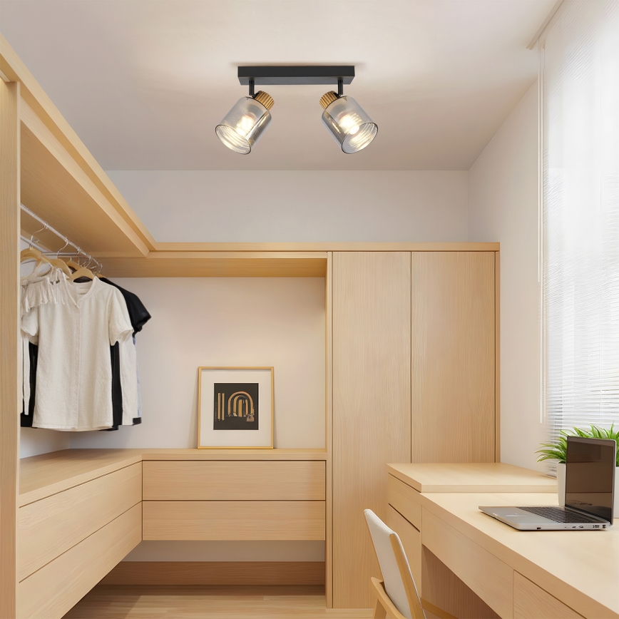 Brilagi - Taškinis šviestuvas HYGGE 2xE14/15W/230V juoda/dūminė