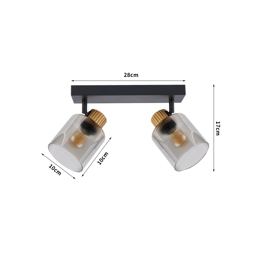 Brilagi - Taškinis šviestuvas HYGGE 2xE14/15W/230V juoda/dūminė