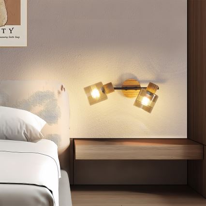 Brilagi - Taškinis šviestuvas HYGGE 2xE14/15W/230V kaučiukmedis/dūminė