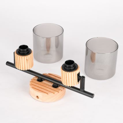 Brilagi - Taškinis šviestuvas HYGGE 2xE14/15W/230V kaučiukmedis/dūminė