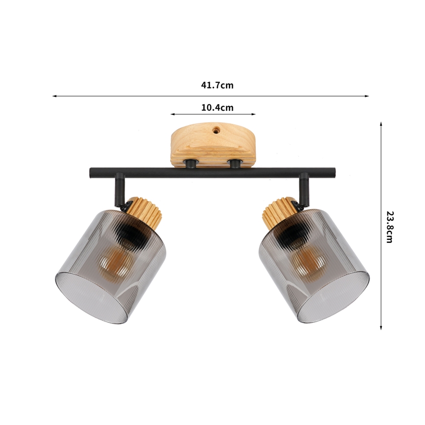 Brilagi - Taškinis šviestuvas HYGGE 2xE14/15W/230V kaučiukmedis/dūminė