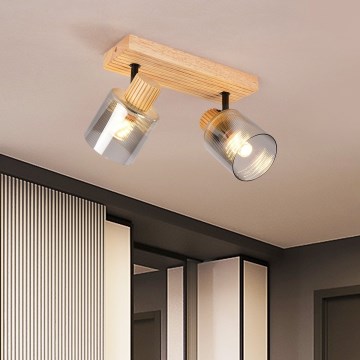 Brilagi - Taškinis šviestuvas HYGGE 2xE14/15W/230V kaučiukmedis/dūminė