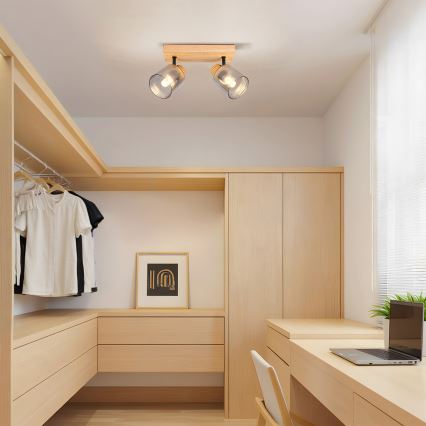 Brilagi - Taškinis šviestuvas HYGGE 2xE14/15W/230V kaučiukmedis/dūminė