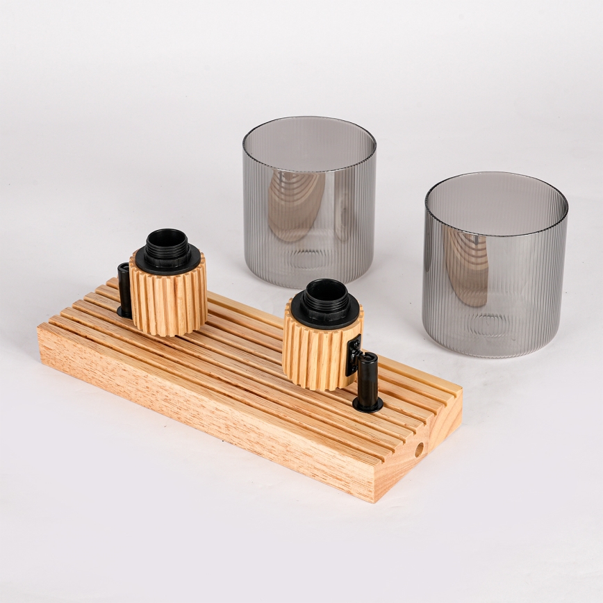 Brilagi - Taškinis šviestuvas HYGGE 2xE14/15W/230V kaučiukmedis/dūminė