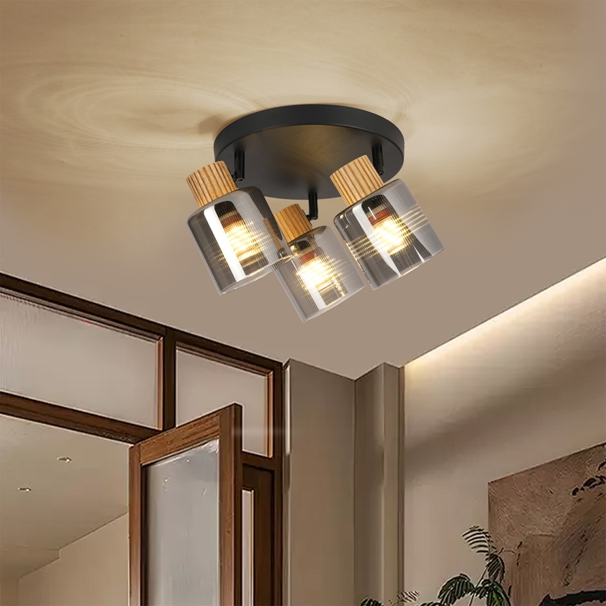 Brilagi - Taškinis šviestuvas HYGGE 3xE14/15W/230V juoda/dūminė