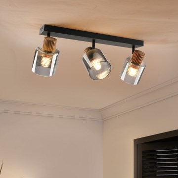 Brilagi - Taškinis šviestuvas HYGGE 3xE14/15W/230V juoda/dūminė