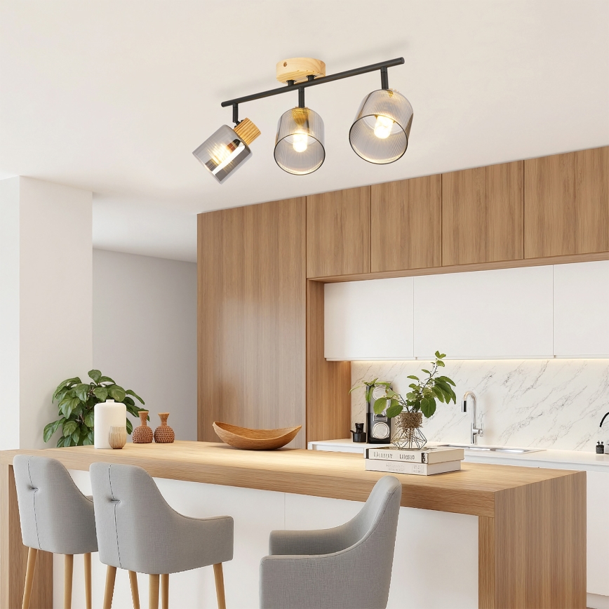 Brilagi - Taškinis šviestuvas HYGGE 3xE14/15W/230V juoda/dūminė