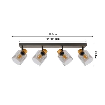 Brilagi - Taškinis šviestuvas HYGGE 3xE14/15W/230V juoda/dūminė