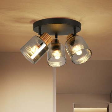 Brilagi - taškinis šviestuvas HYGGE 3xE14/15W/230V juodas/dūminis