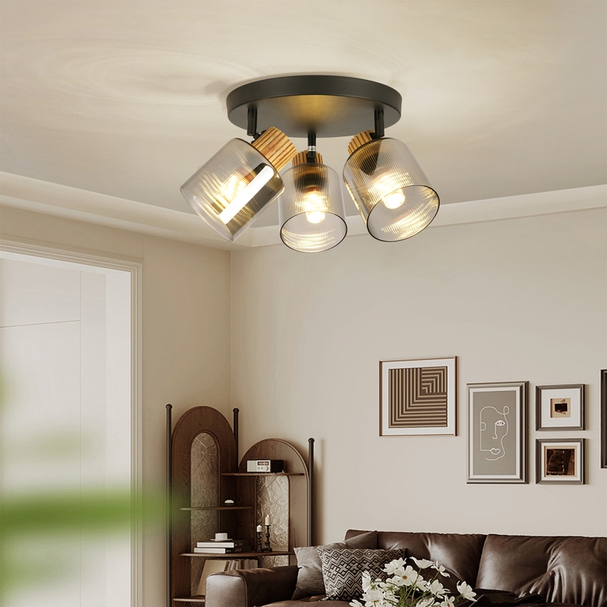 Brilagi - taškinis šviestuvas HYGGE 3xE14/15W/230V juodas/dūminis