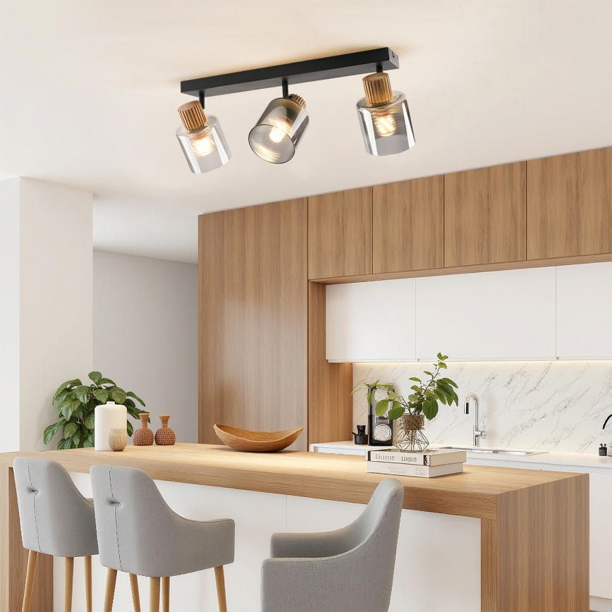 Brilagi - Taškinis šviestuvas HYGGE 3xE14/15W/230V juodas/dūminis