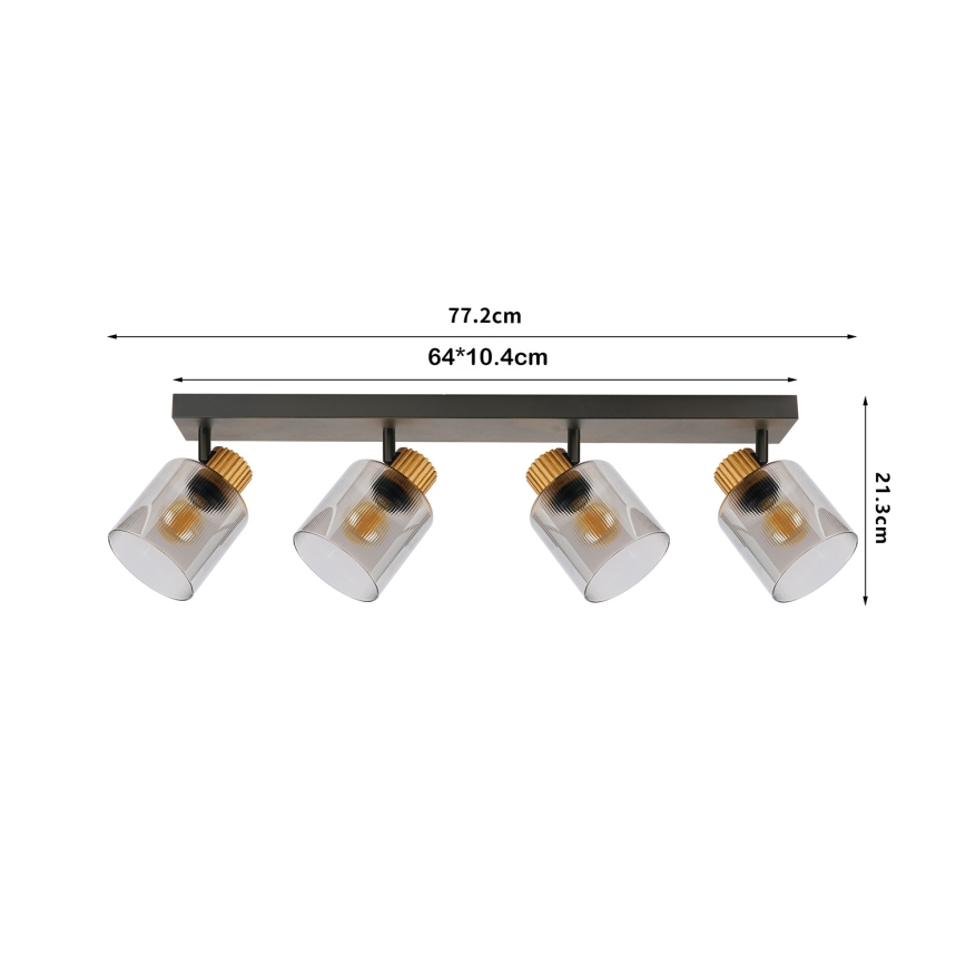 Brilagi - Taškinis šviestuvas HYGGE 3xE14/15W/230V juodas/dūminis