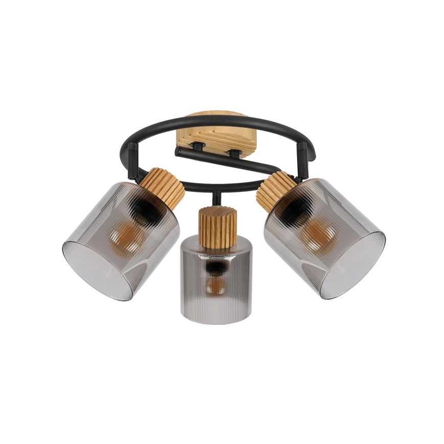 Brilagi - Taškinis šviestuvas HYGGE 3xE14/15W/230V kaučiukmedis/dūminė