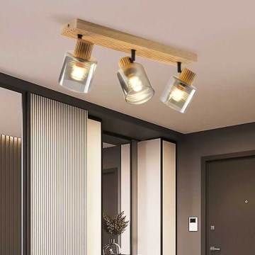 Brilagi - Taškinis šviestuvas HYGGE 3xE14/15W/230V kaučiukmedis/dūminė