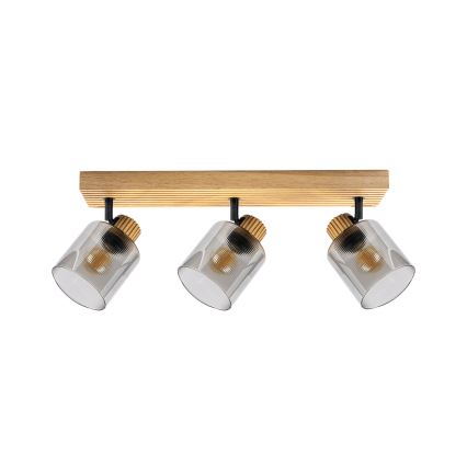 Brilagi - Taškinis šviestuvas HYGGE 3xE14/15W/230V kaučiukmedis/dūminė