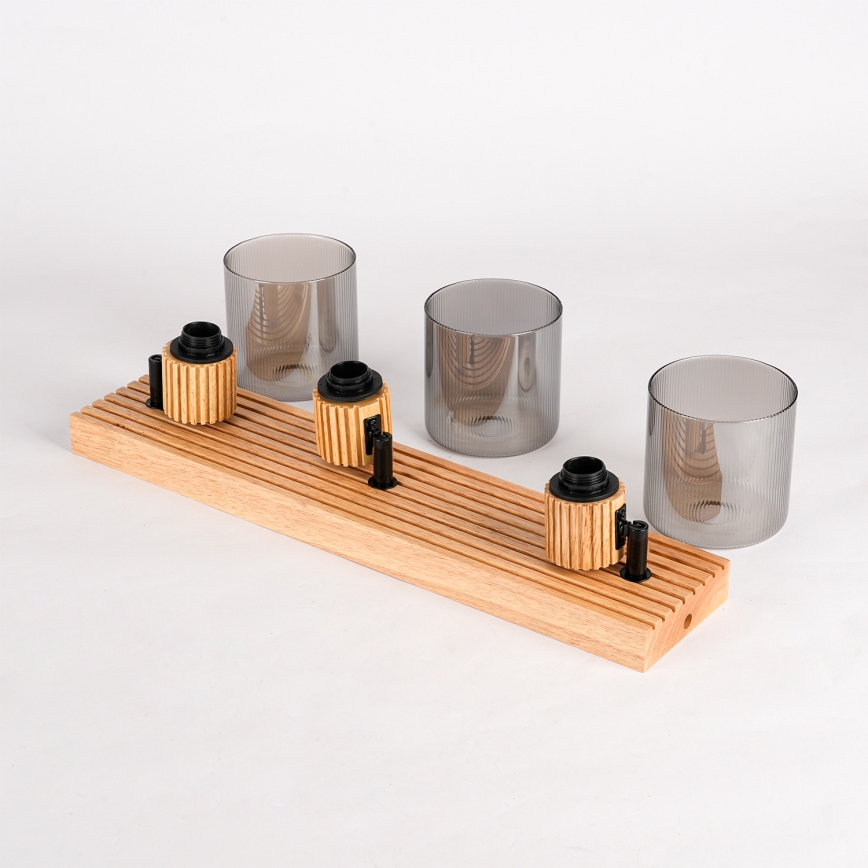 Brilagi - Taškinis šviestuvas HYGGE 3xE14/15W/230V kaučiukmedis/dūminė