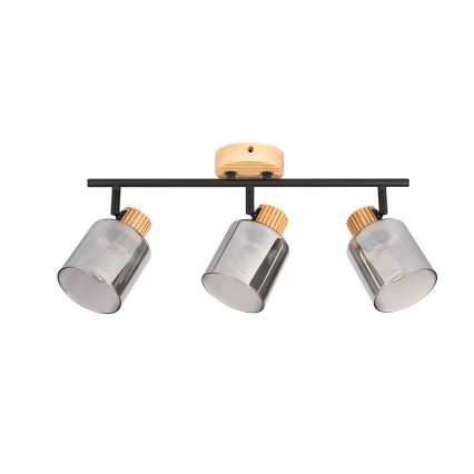 Brilagi - Taškinis šviestuvas HYGGE 3xE14/15W/230V kaučiukmedis/rūkinė