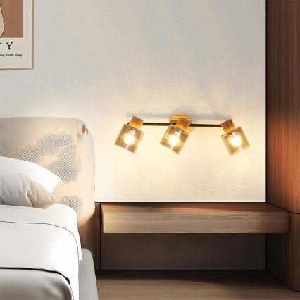 Brilagi - Taškinis šviestuvas HYGGE 3xE14/15W/230V medinis/dūminis