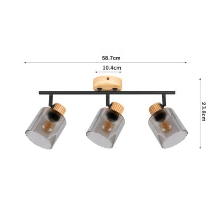Brilagi - Taškinis šviestuvas HYGGE 3xE14/15W/230V medinis/dūminis