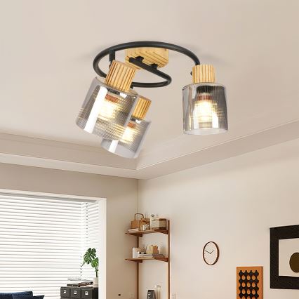 Brilagi - taškinis šviestuvas HYGGE 3xE14/15W/230V medinis/dūminis