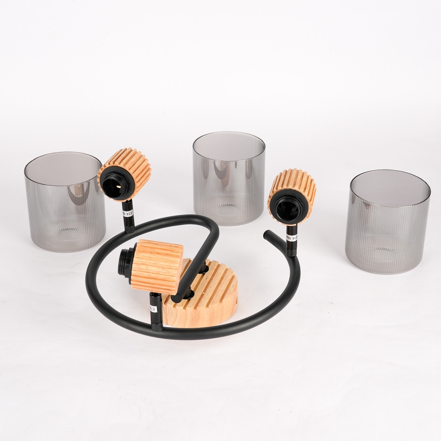 Brilagi - taškinis šviestuvas HYGGE 3xE14/15W/230V medinis/dūminis