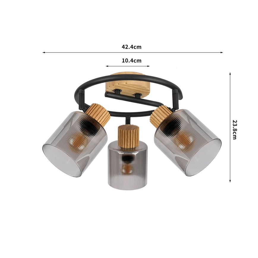 Brilagi - taškinis šviestuvas HYGGE 3xE14/15W/230V medinis/dūminis