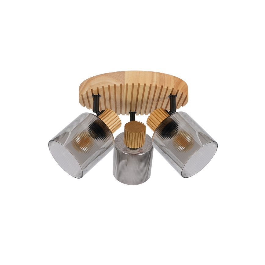 Brilagi - Taškinis šviestuvas HYGGE 3xE14/15W/230V medinis/dūminis