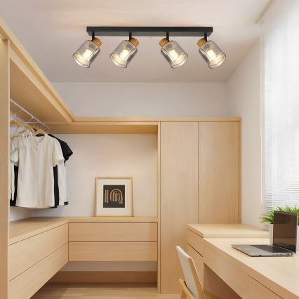 Brilagi - Taškinis šviestuvas HYGGE 4xE14/15W/230V juodas/dūminis