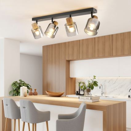 Brilagi - Taškinis šviestuvas HYGGE 4xE14/15W/230V juodas/dūminis