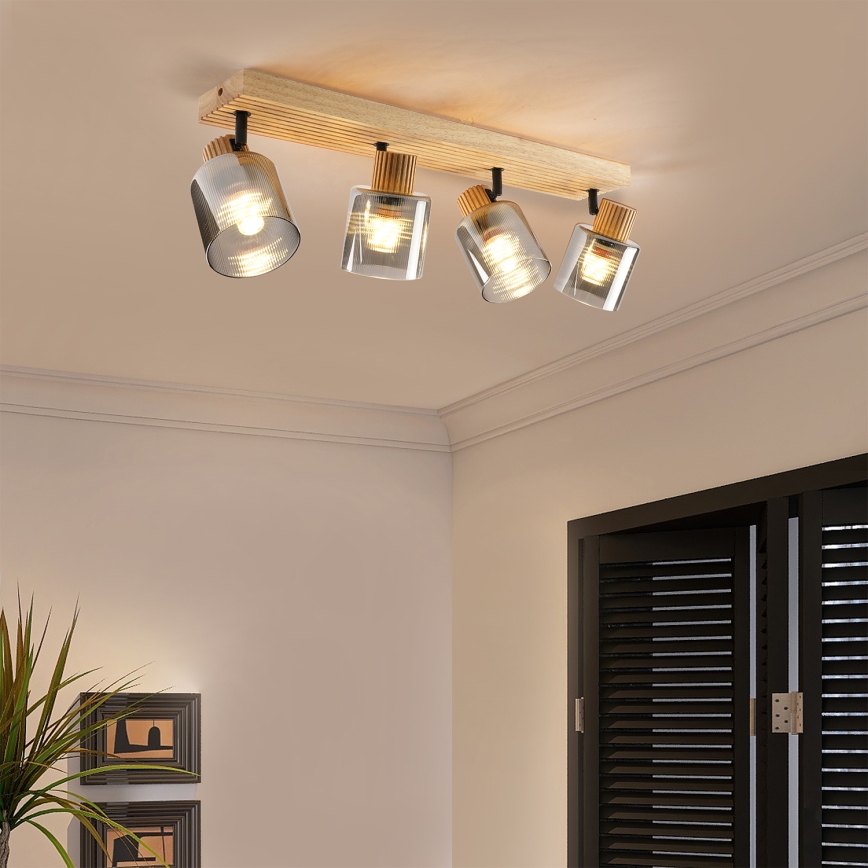 Brilagi - Taškinis šviestuvas HYGGE 4xE14/15W/230V kaučiukmedis/dūminė