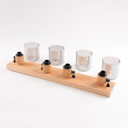 Brilagi - Taškinis šviestuvas HYGGE 4xE14/15W/230V kaučiukmedis/dūminė