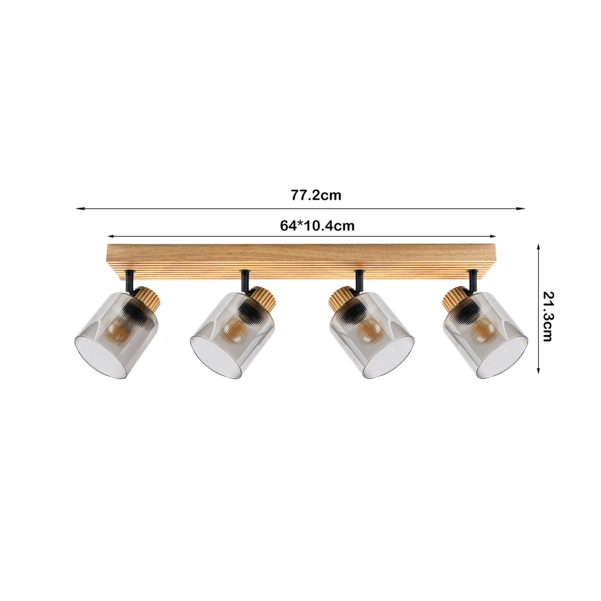 Brilagi - Taškinis šviestuvas HYGGE 4xE14/15W/230V kaučiukmedis/dūminė