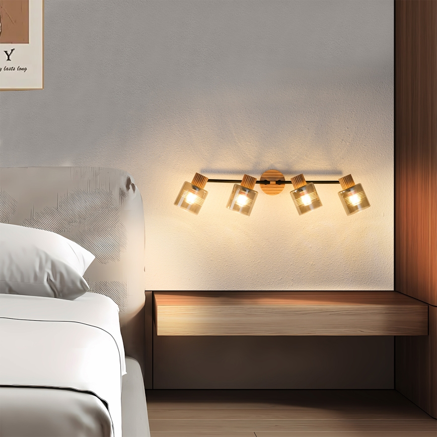 Brilagi - Taškinis šviestuvas HYGGE 4xE14/15W/230V kaučiukmedis/dūminis