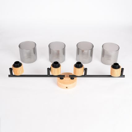 Brilagi - Taškinis šviestuvas HYGGE 4xE14/15W/230V kaučiukmedis/dūminis
